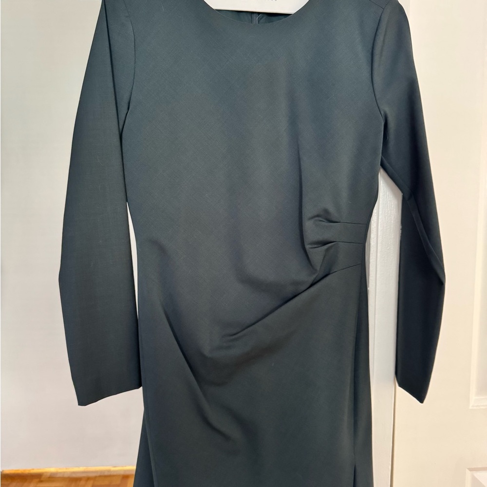 Theory Classic Long-Sleeve Deep Green Sheath Dress